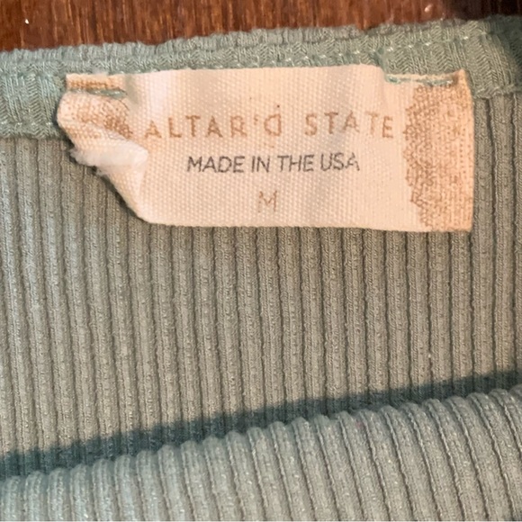 Altar'd State Ribbed Bodysuit Sage Green Top - Picture 3 of 7
